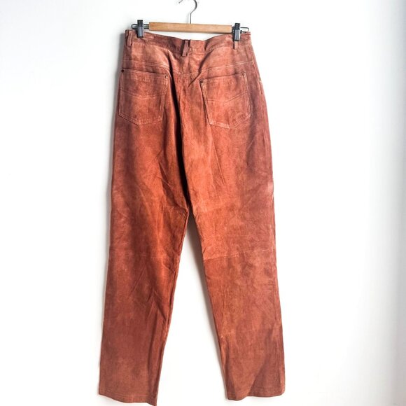 NuAge Brown Suede Straight Leg Pants 8 - Picture 2 of 6